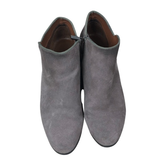 Crown Vintage Women’s Nude Suede Natural Low Heeled Ankle Boot Round Toe Booties - Picture 10 of 16